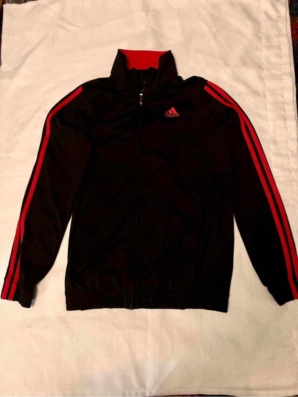 adidas track jacket Black & Red Size boys large 14/16